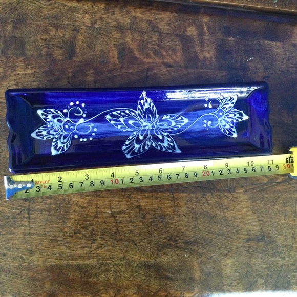Alfareria Luis Jimenez Hand Painted Spain Blue Ceramic Tray 11"x3" - Picture 10 of 12